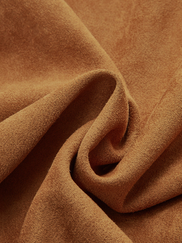 Robe Mini En Daim Asymétrique Manches Longues Ruchée