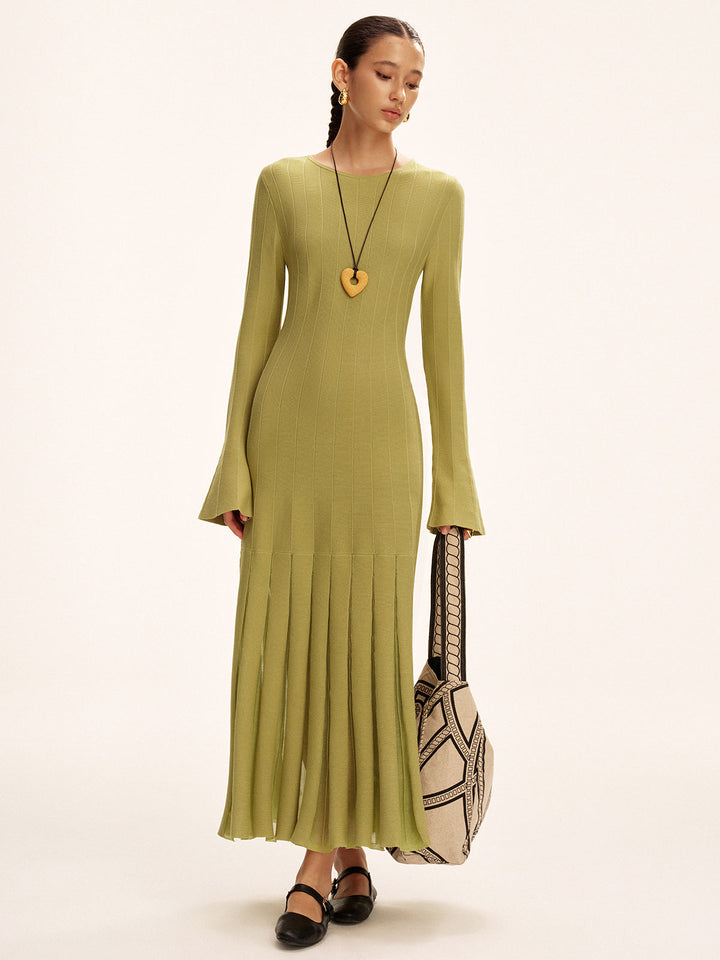 Robe Longue Maille Plissée