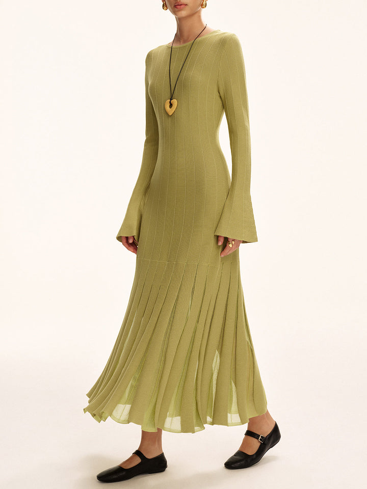 Robe Longue Maille Plissée