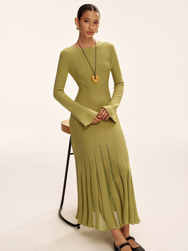 Robe Longue Maille Plissée