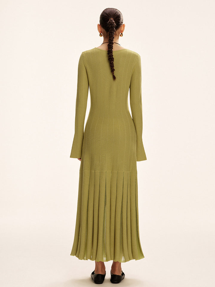 Robe Longue Maille Plissée