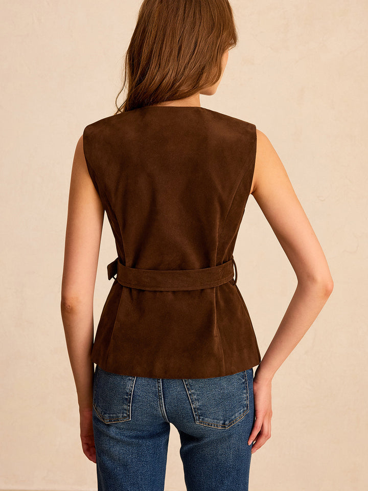Gilet en Daim avec Ceinture