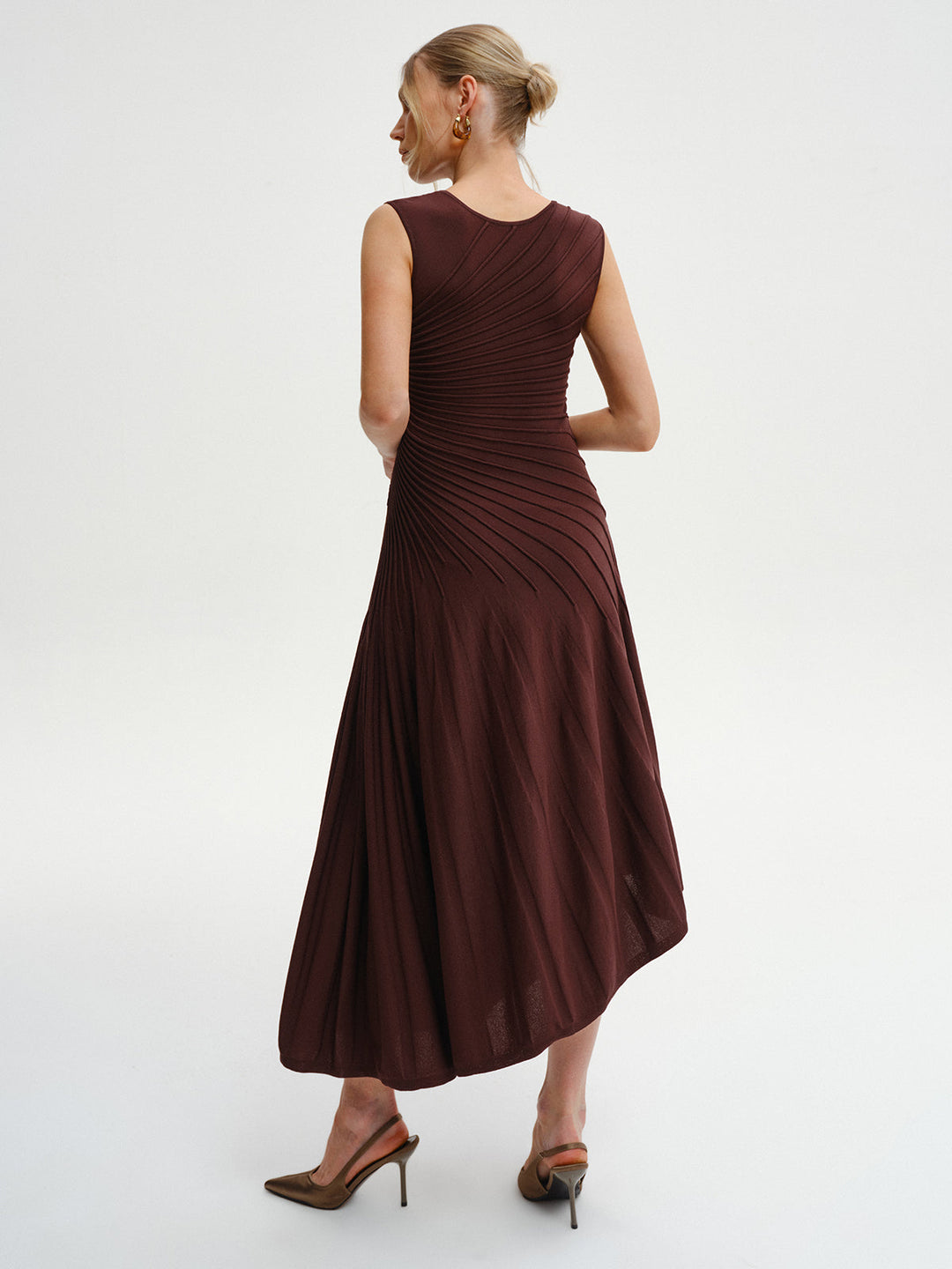 Robe Pull Midi Asymétrique Sans Manches