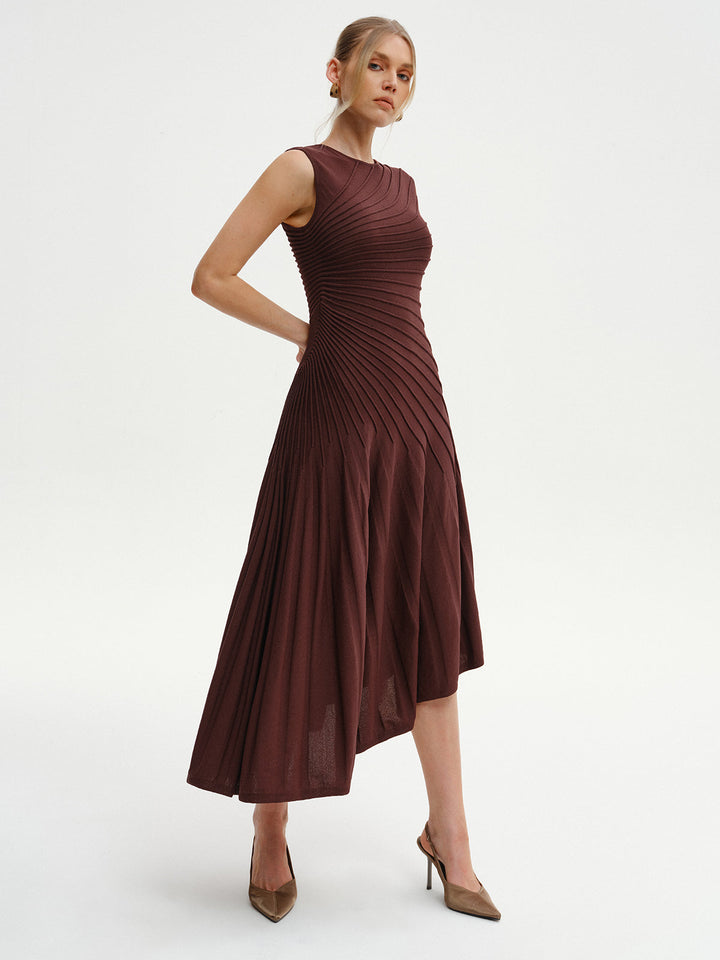 Robe Pull Midi Asymétrique Sans Manches