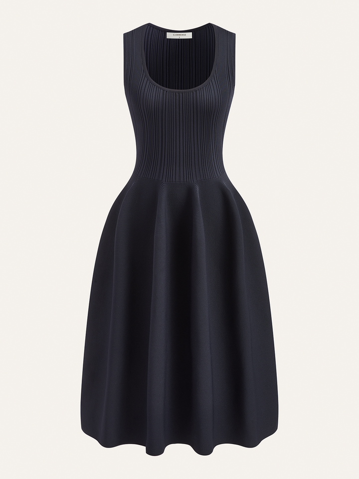 Robe pull en maille côtelée évasée