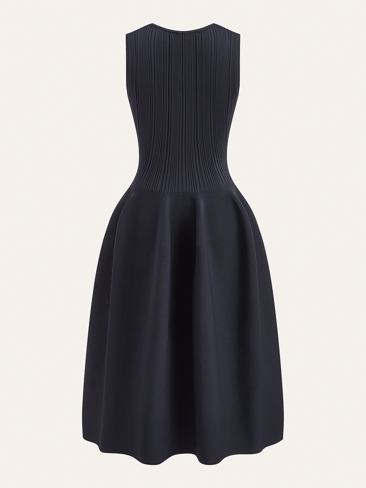 Robe pull en maille côtelée évasée