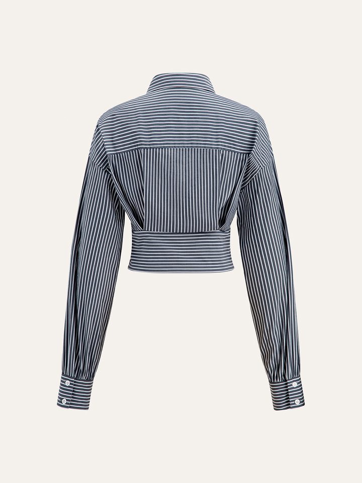 Chemise Courte à Rayures et Taille Cinchée