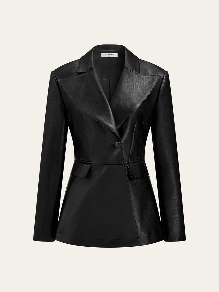 Veste en cuir synthétique à un bouton