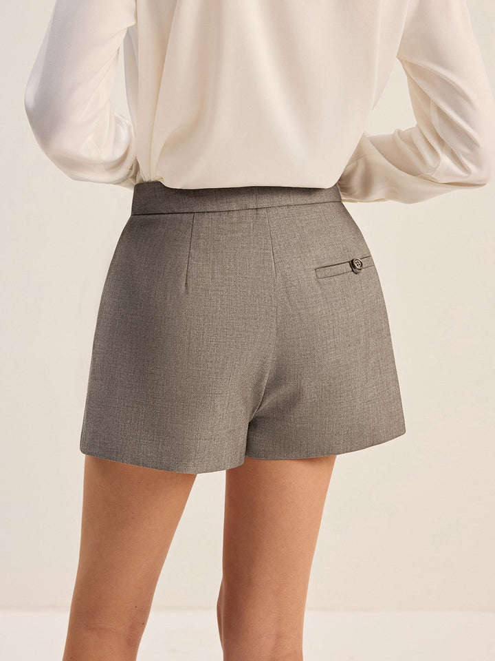 Shorts plissés en mélange de coton