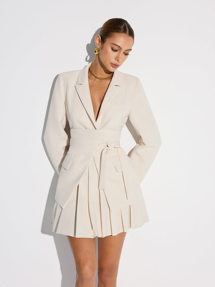 Blazer Ceinturé à Taille Cintrée