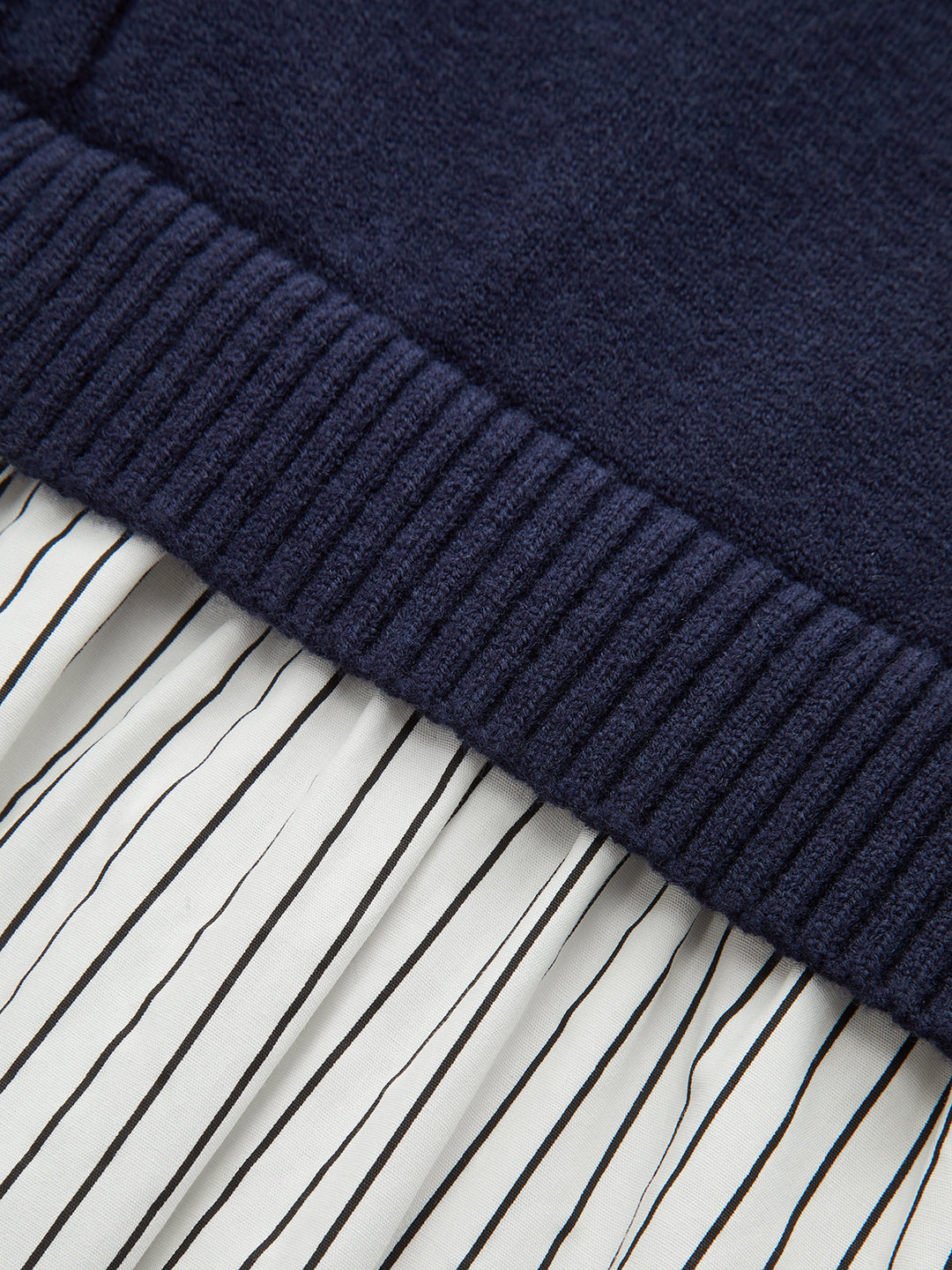 Robe Mi-longue Côtelée à Panneaux Rayés 2 en 1