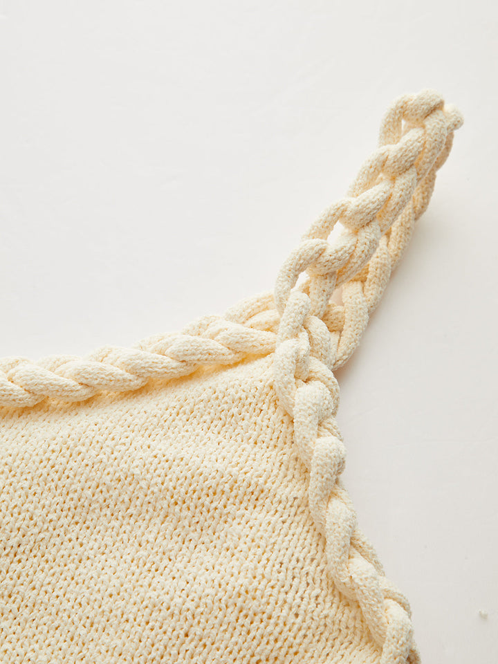 Robe Pull avec Ourlet à Franges en Corde Tressée