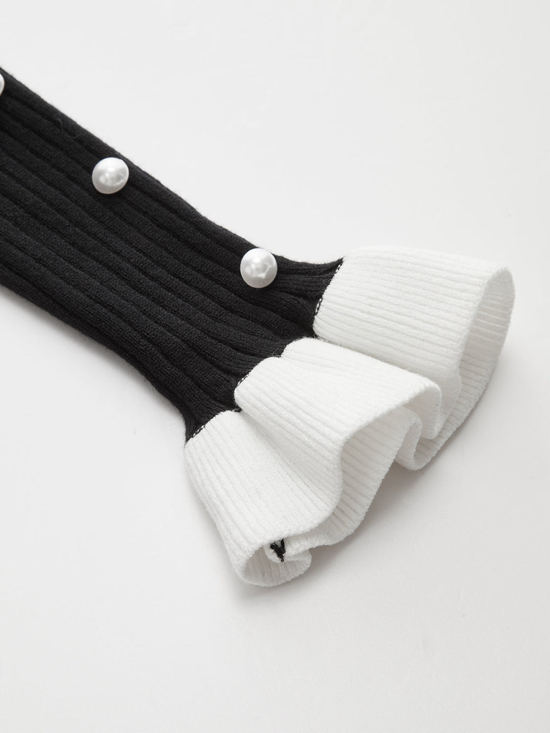 Robe Mi-longue en Maille à Col Volant Contrastant