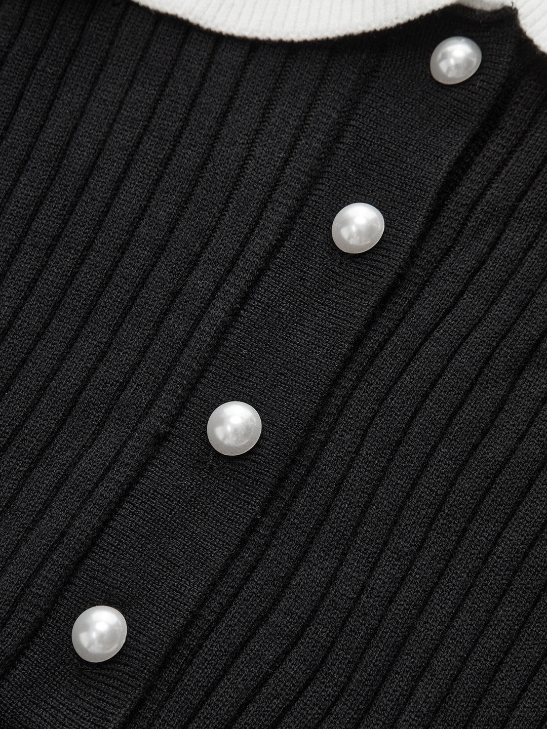 Robe Mi-longue en Maille à Col Volant Contrastant