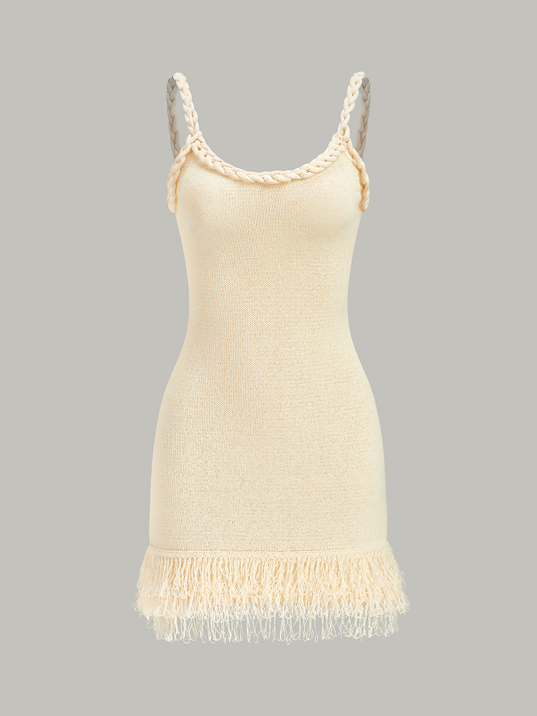 Robe Pull avec Ourlet à Franges en Corde Tressée