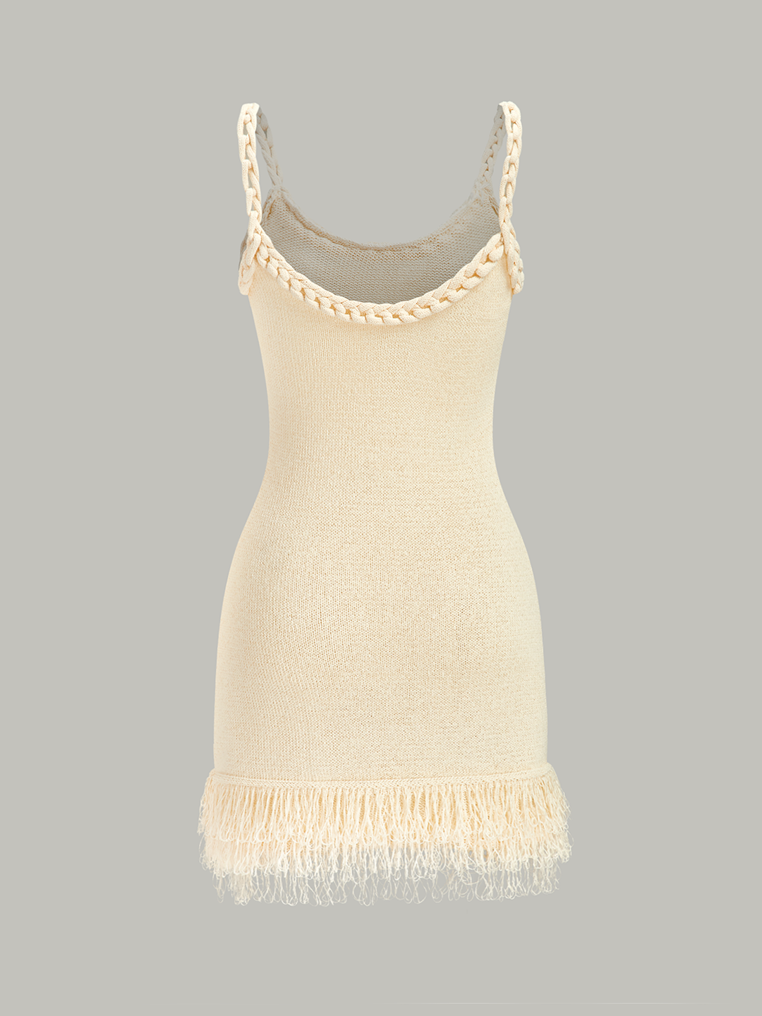 Robe Pull avec Ourlet à Franges en Corde Tressée