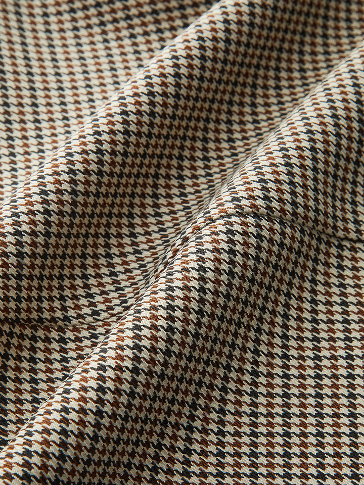 Pantalon Évasé Pied-de-Poule Taille Haute