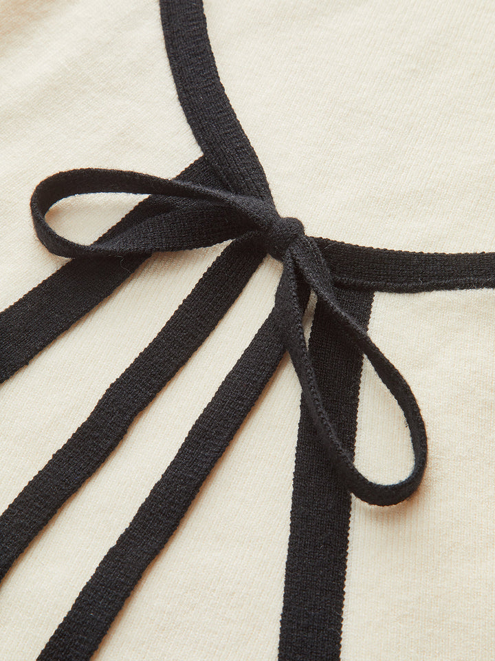 Robe Pull Longues Manches Bord Contrasté