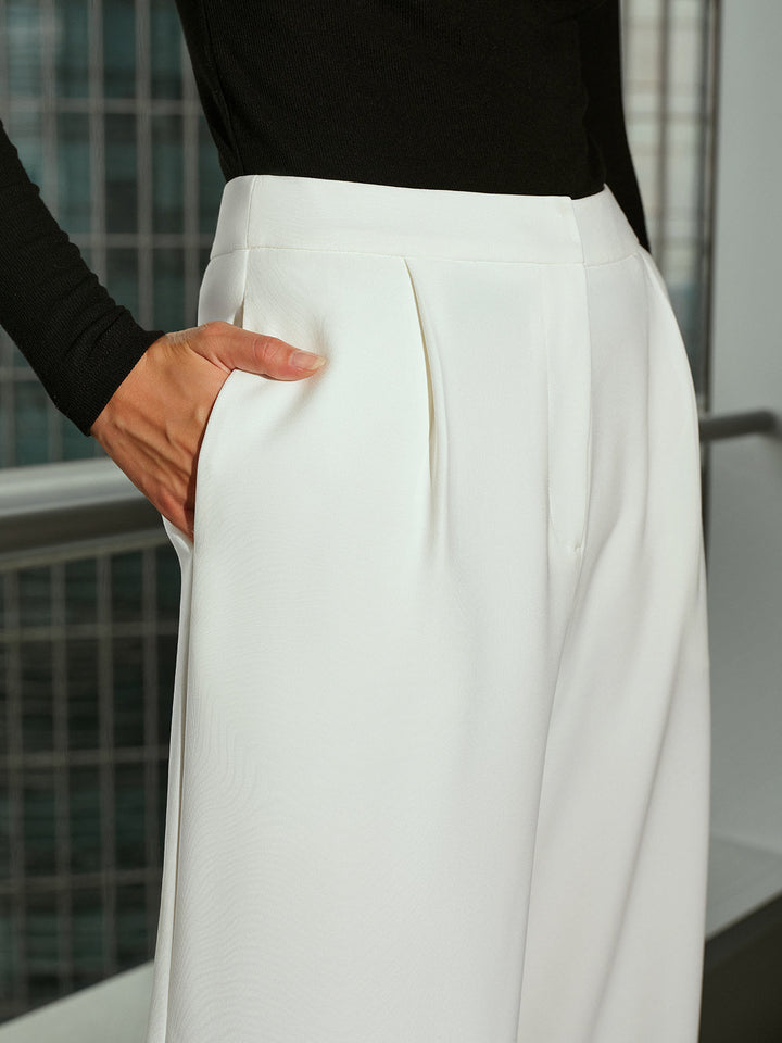 Pantalon Large Décontracté Taille Mi-haute