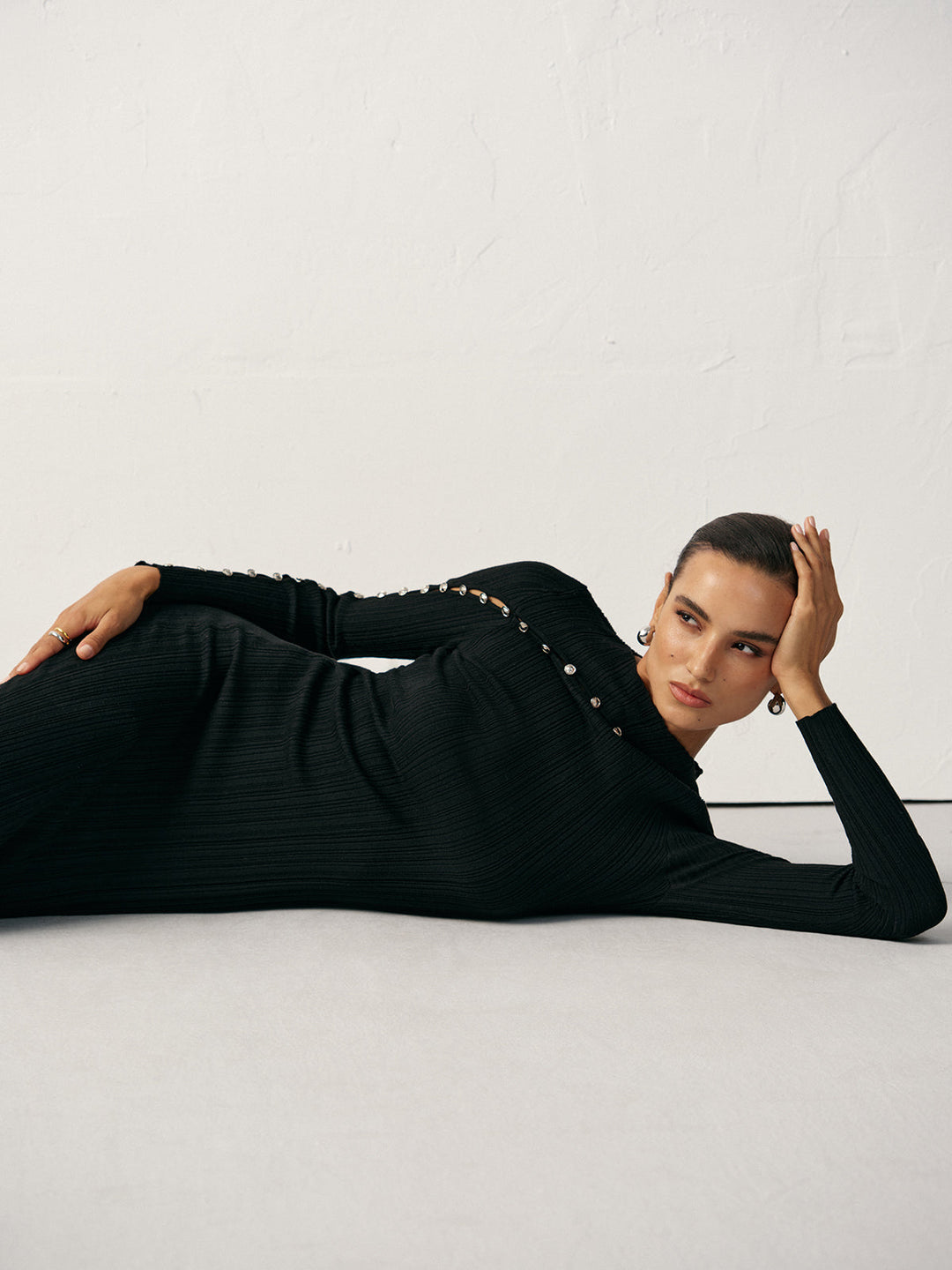 Robe Pull Ajustée en Laine Mélangée Texturée