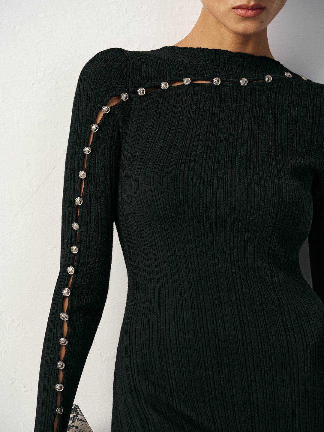 Robe Pull Ajustée en Laine Mélangée Texturée