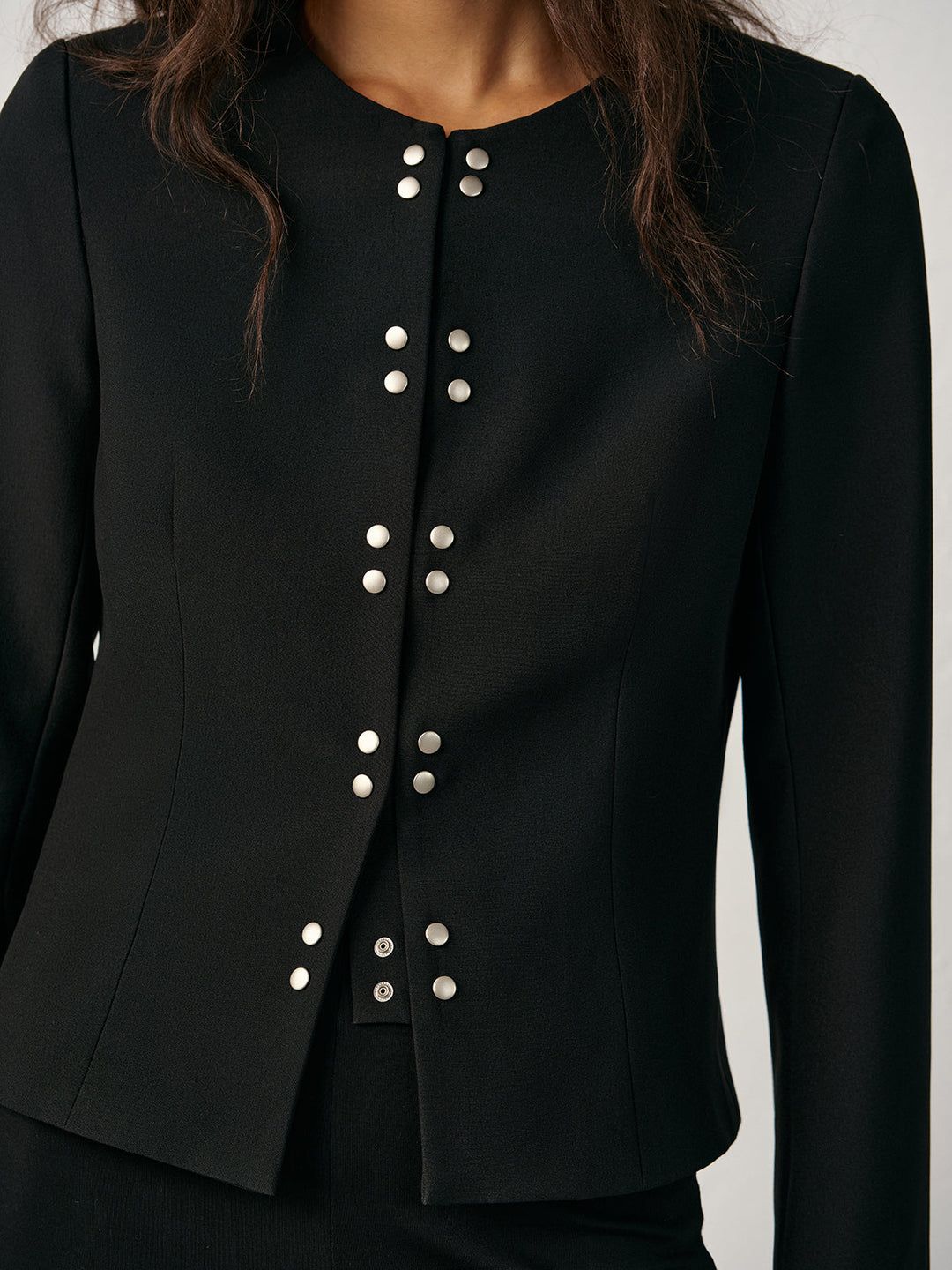 Blazer à col rond et double boutonnage