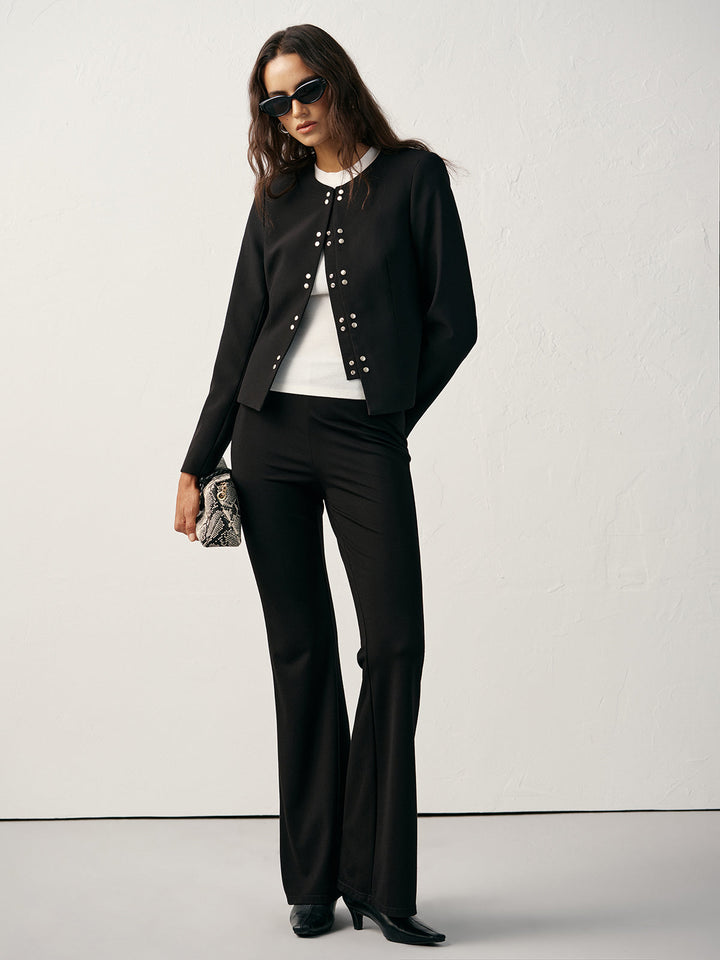 Blazer à col rond et double boutonnage