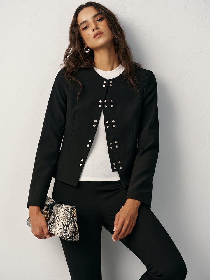 Blazer à col rond et double boutonnage