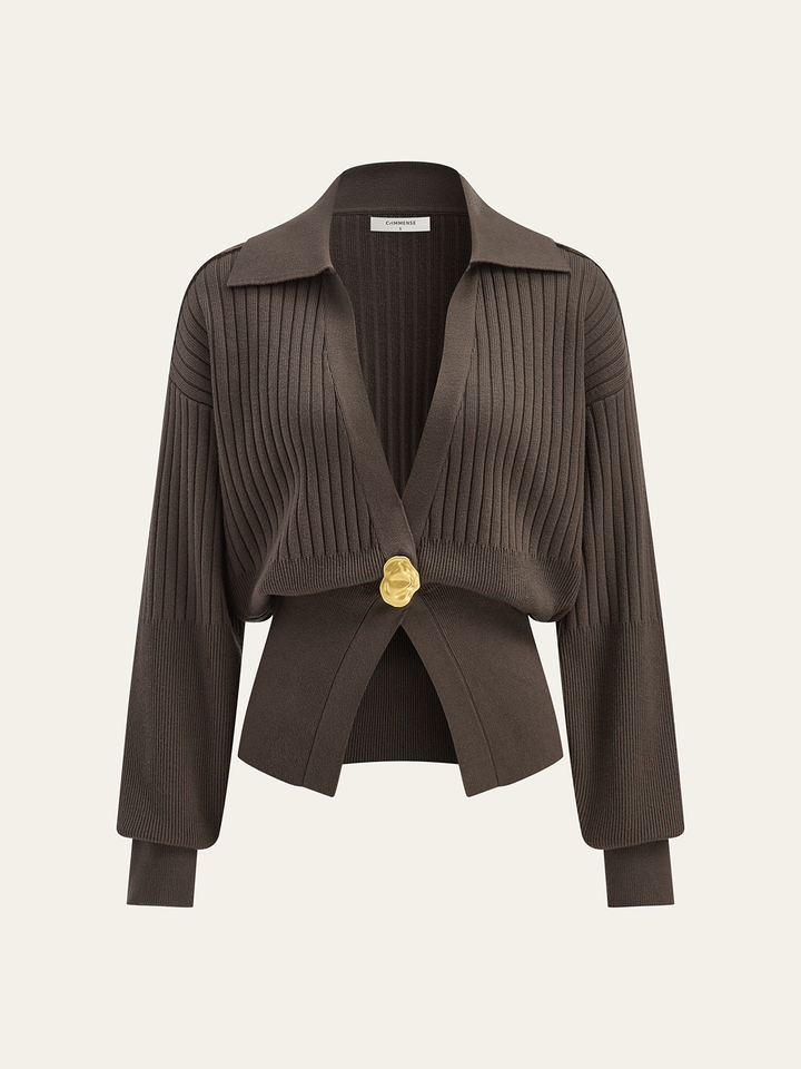 Cardigan en maille à col côtelé et boutons métalliques