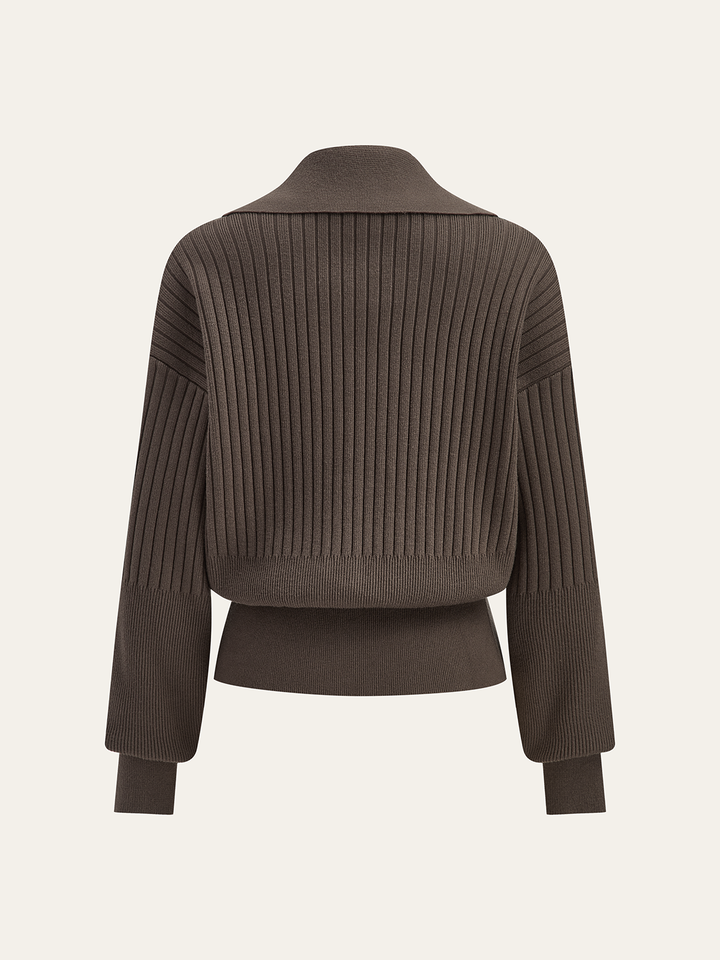 Cardigan en maille à col côtelé et boutons métalliques