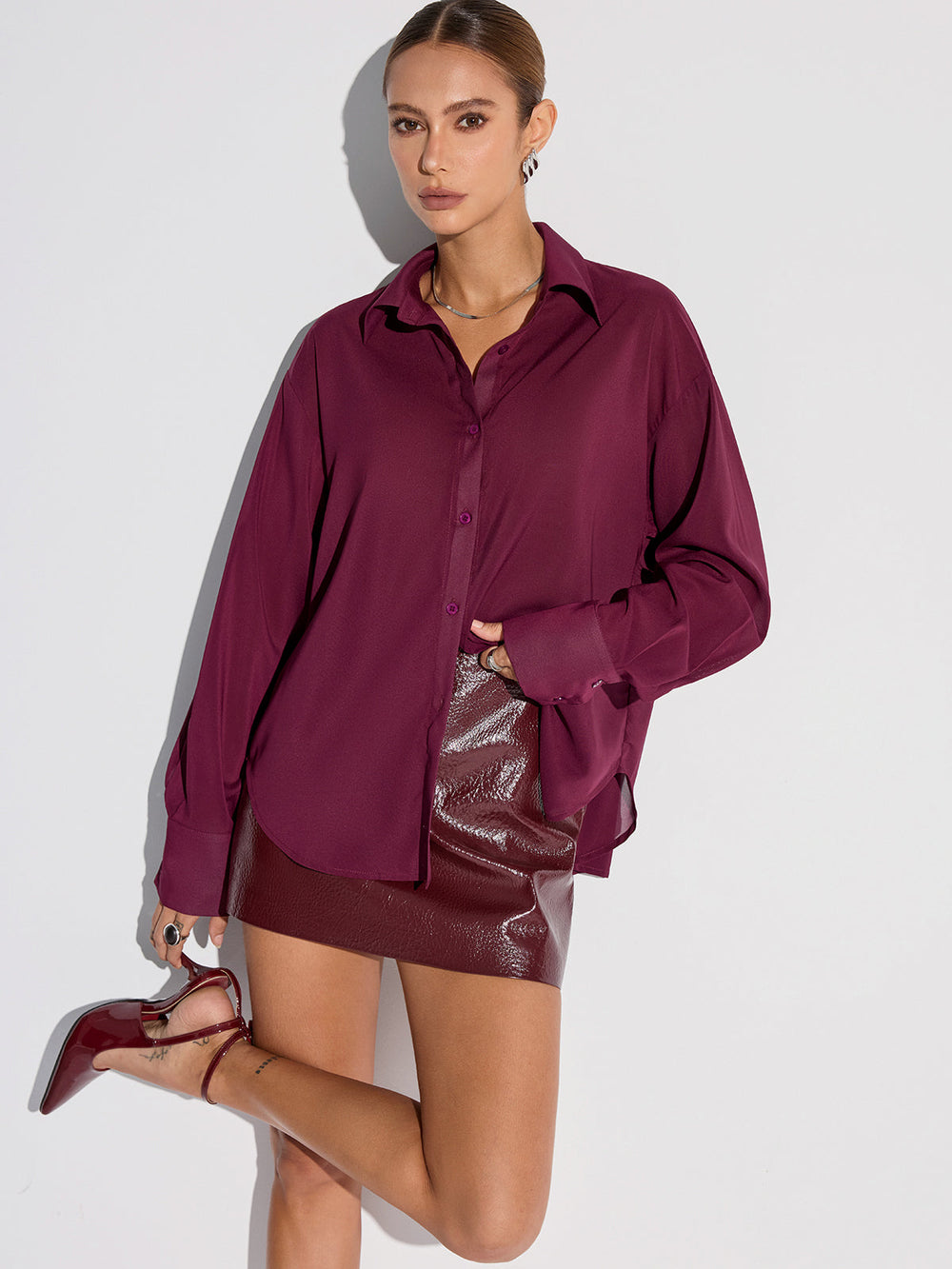 Chemise Boutonnée Semi-Transparente en Mousseline