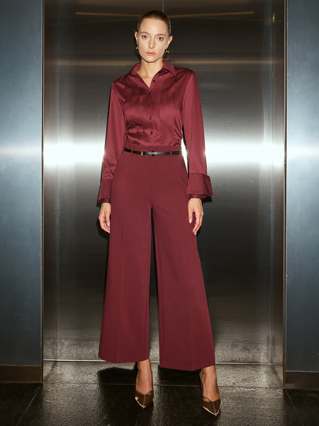 Pantalons Courtes à Jambes Larges Ceinturés