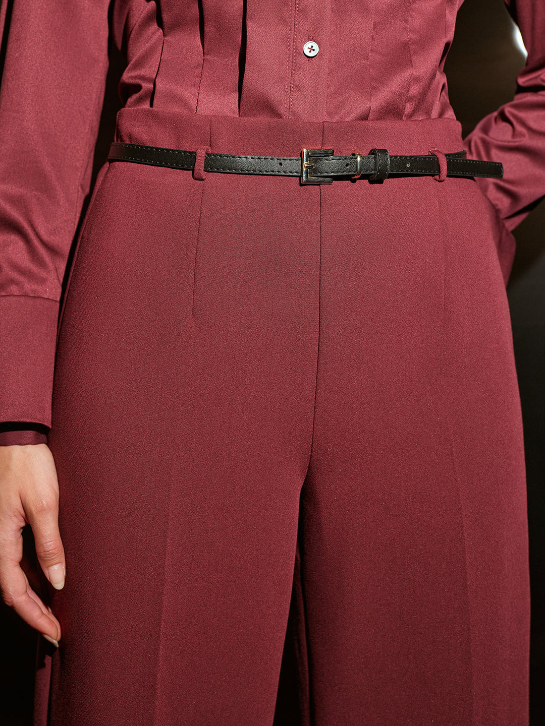 Pantalons Courtes à Jambes Larges Ceinturés