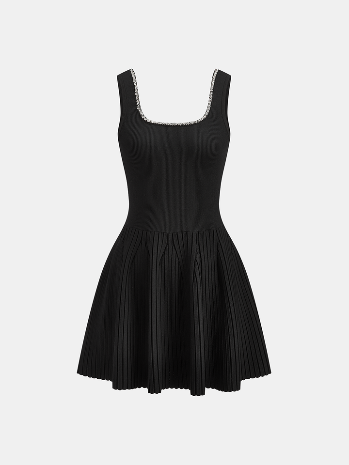 Robe Mini Ajustée Ornée de Strass