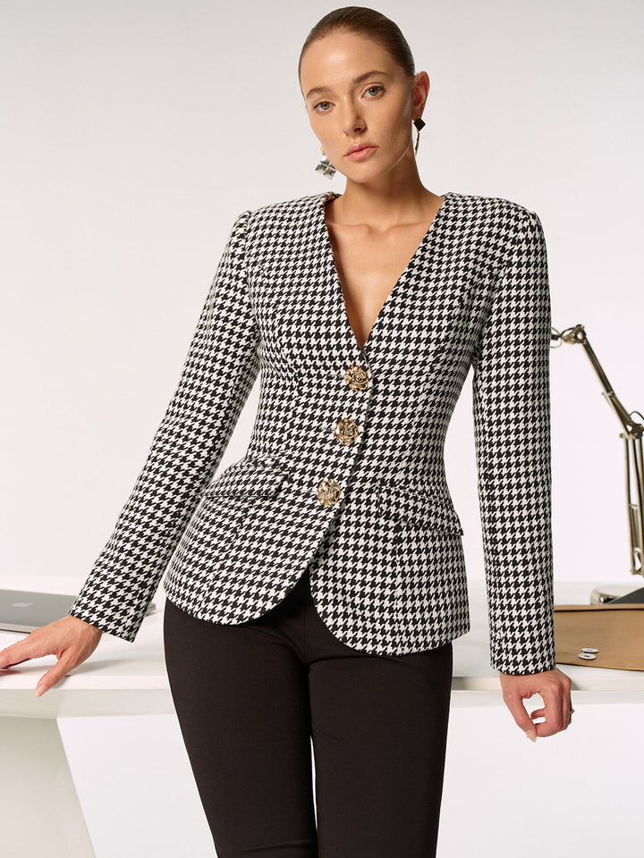 Blazer à chevrons avec boutons métalliques