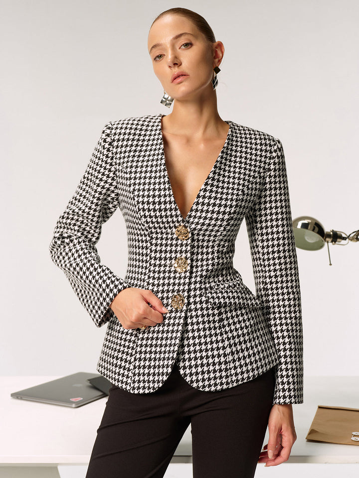 Blazer à chevrons avec boutons métalliques