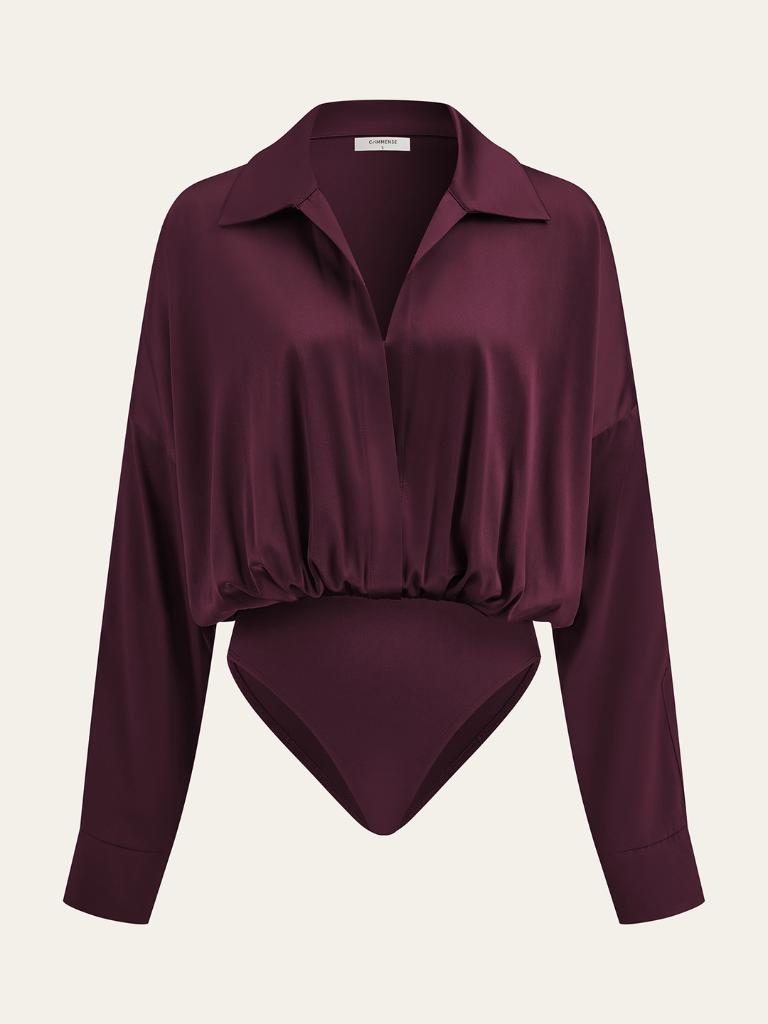 Body à Manches Longues avec Col en Satin