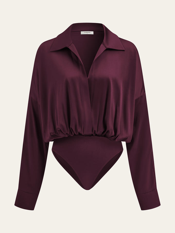 Body à Manches Longues avec Col en Satin