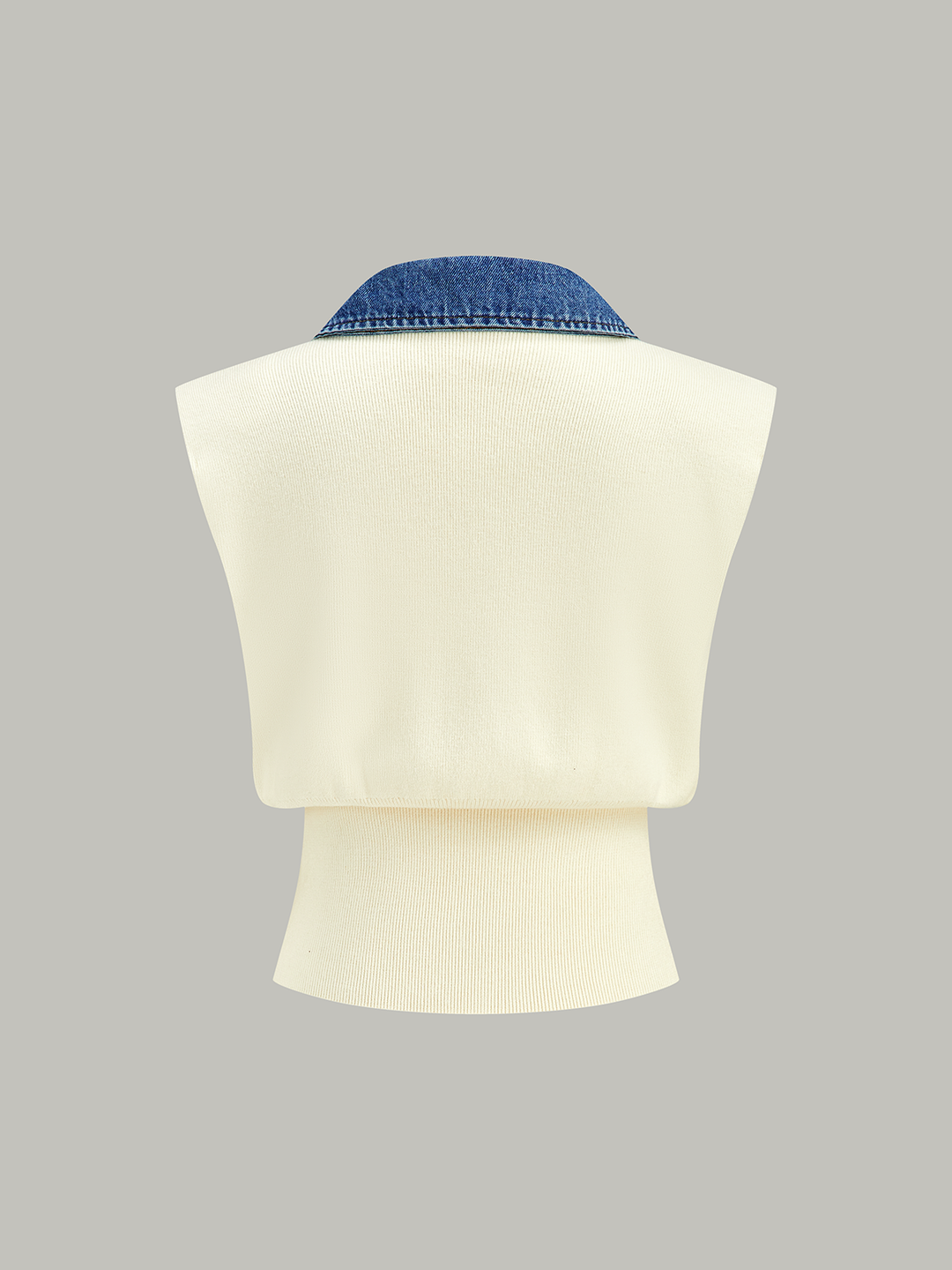 Gilet en tricot à boutons métalliques et bordure en jean