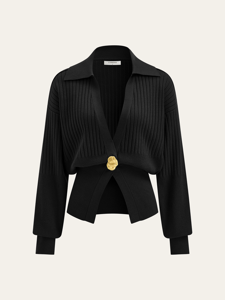 Cardigan en maille à col côtelé et boutons métalliques