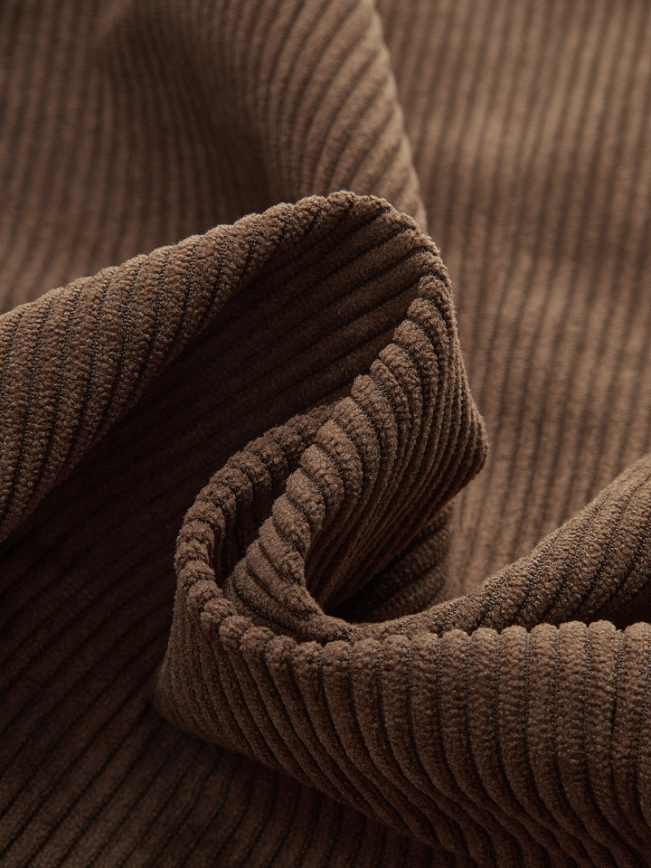 Gilet Boutonné en Velours Côtelé à Col en V