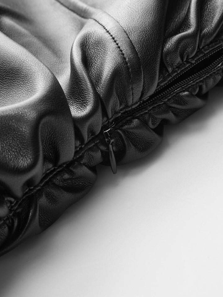 Robe Longue Tricotée Effet Cuir PU