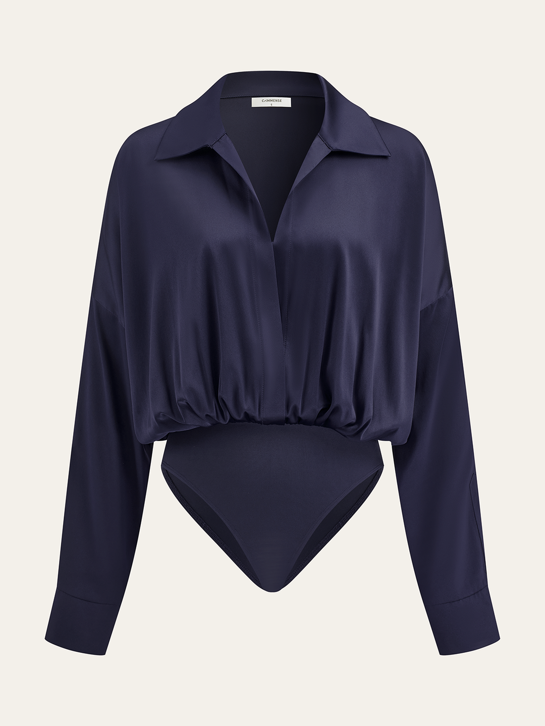 Body à Manches Longues avec Col en Satin